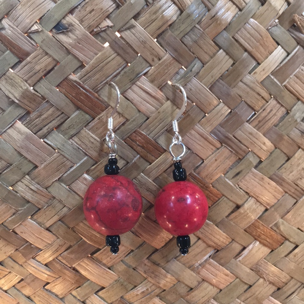 Coral Rounds Earrings with Sterling Silver Earwire